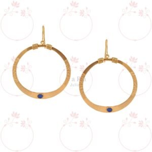 Blue ENAMEL golden hoops