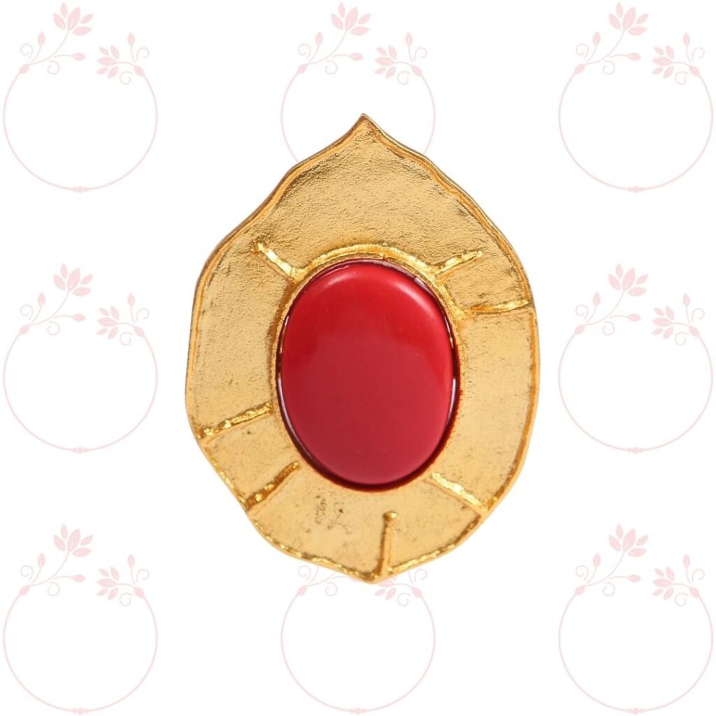 coral natural gold plated ring