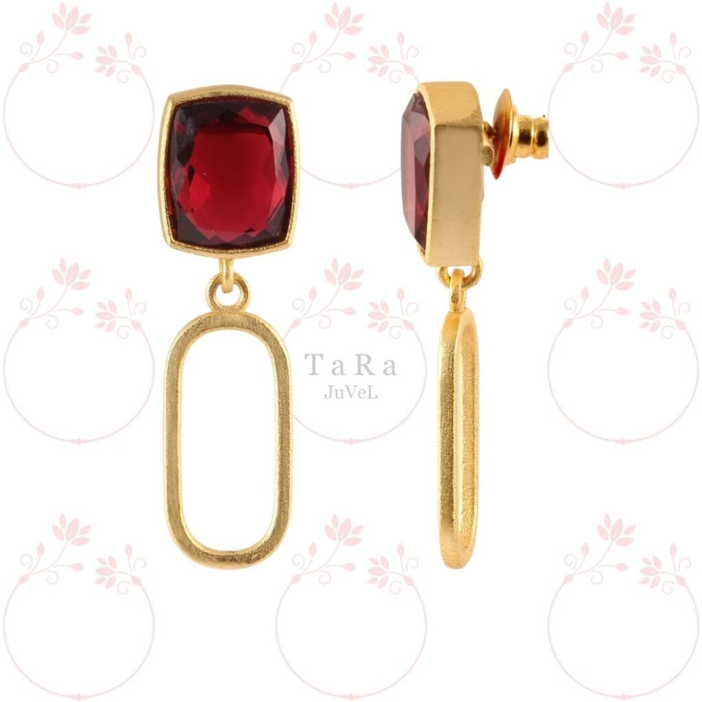 ruby geometric shape earring a